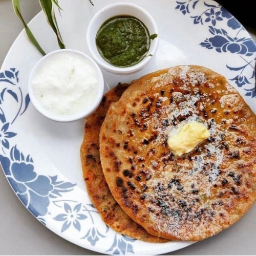 Paneer Paratha with Curd